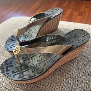 Tory Burch patent leather wedge sandals